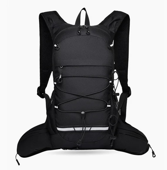 Cycling backpack back panel and straps