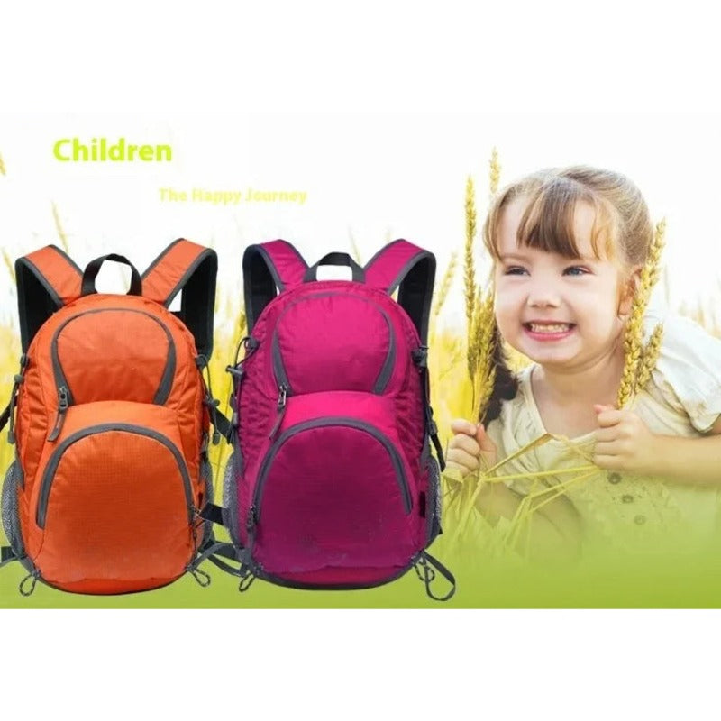 Lightweight hiking backpack drawstring closure detail
