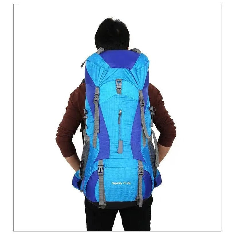 80L mountaineering backpack side profile