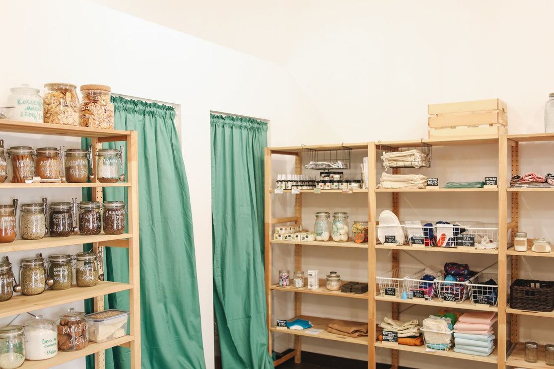 Interior of a retail shop with product displays