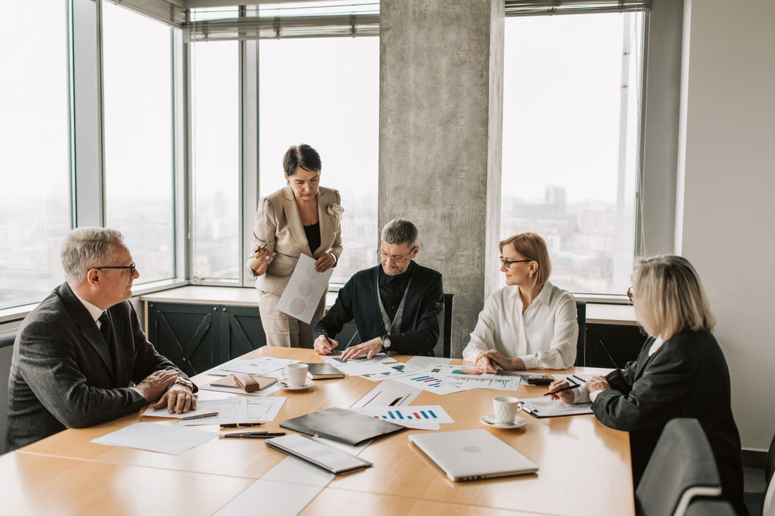 Business partners reviewing documents during a meeting at the office