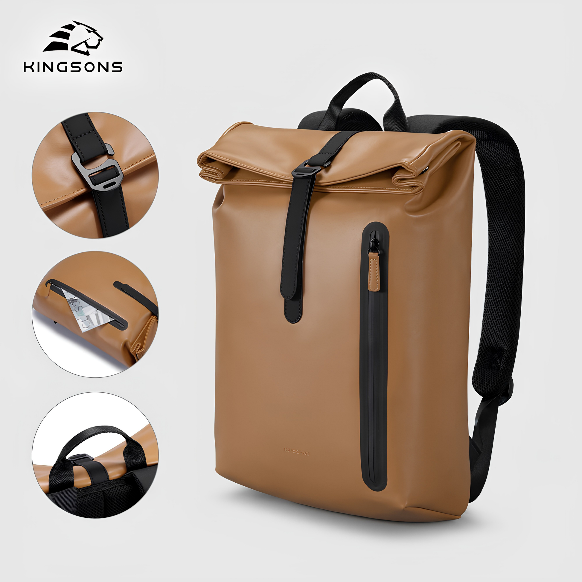 Kingsons PU Leather Women's Laptop Backpack