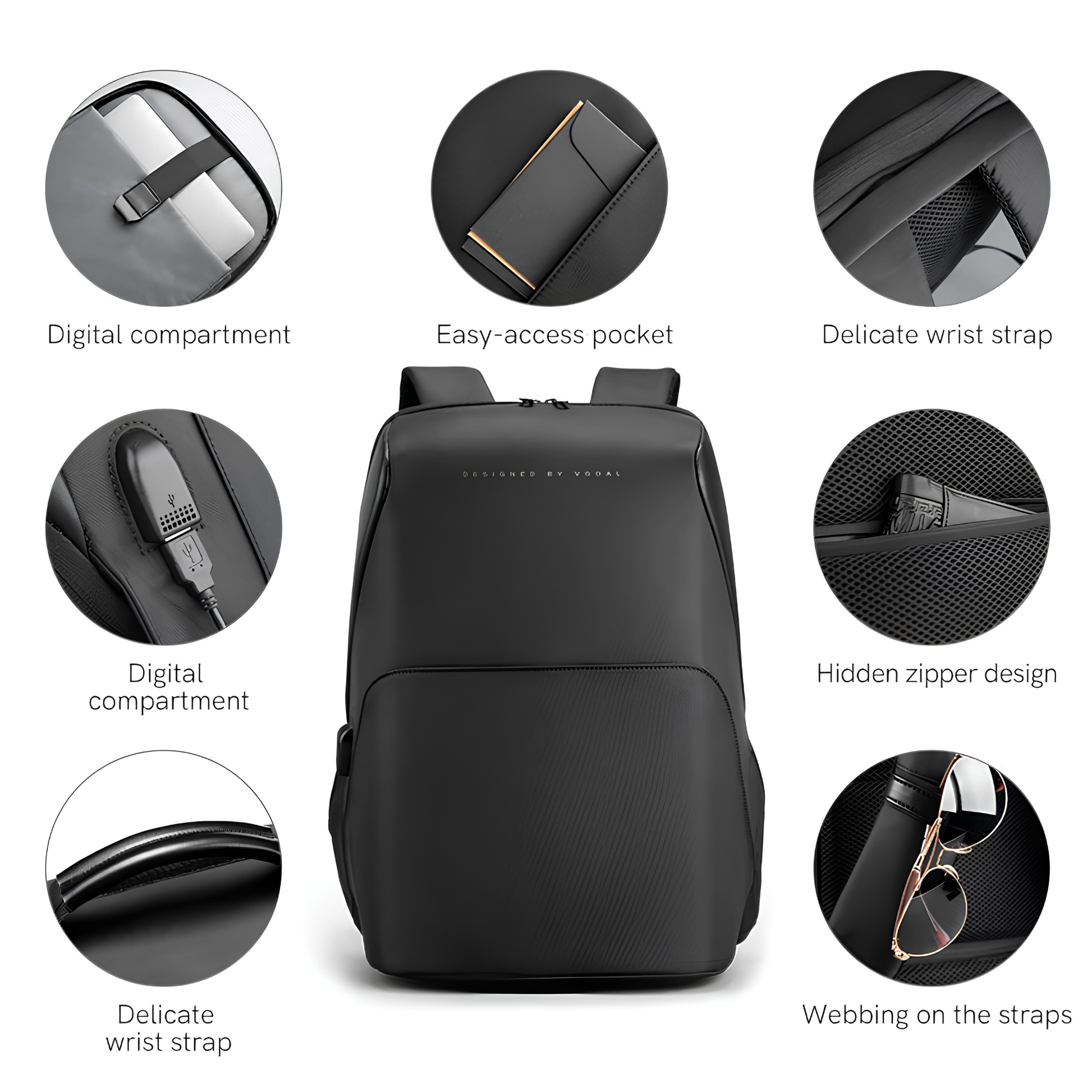 Kingsons Custom Logo USB Laptop Backpack – Men's Business