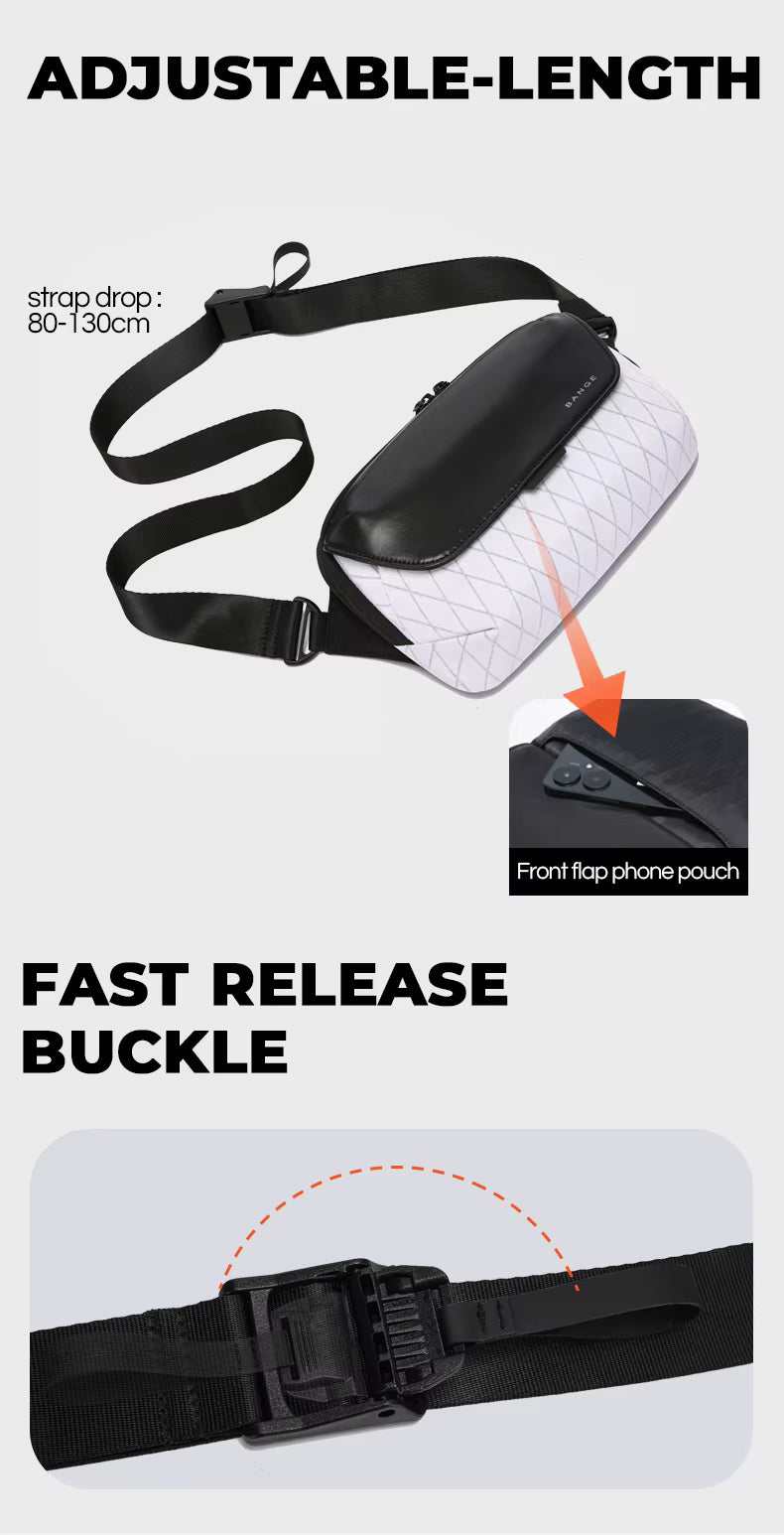 Backper Vega Water-Resistant Nylon Messenger Bag — strap detail
