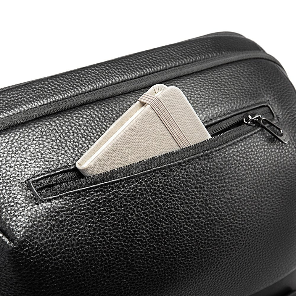 Backper Sierra Anti-Theft PU Leather Backpack — pocket layout