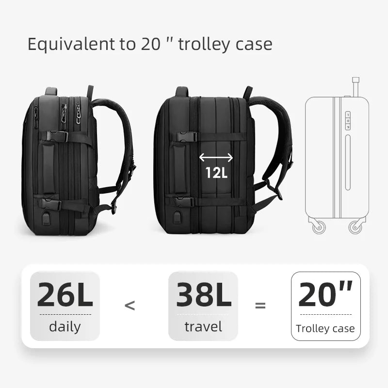 Backper Equator Travel Oxford Backpack — open view