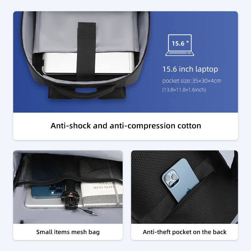 Backper Equator Travel Oxford Backpack — pocket layout