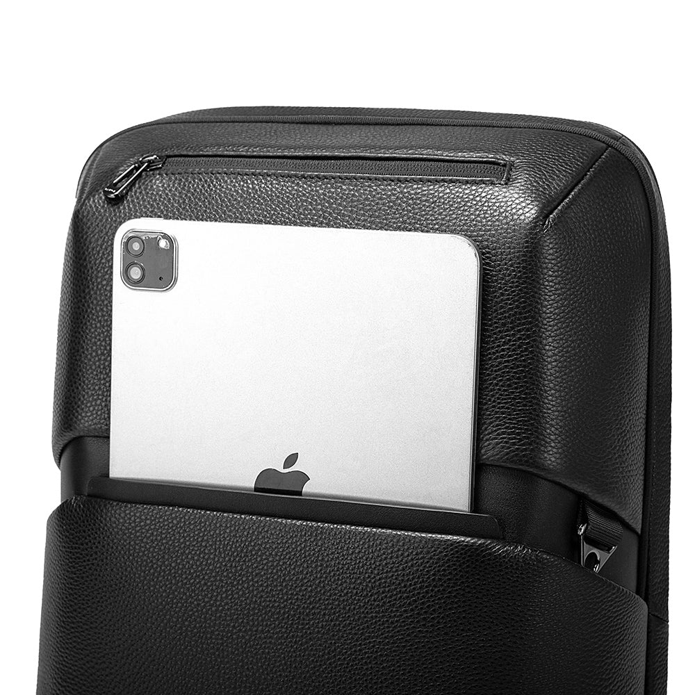 Backper Sierra Anti-Theft PU Leather Backpack — in use