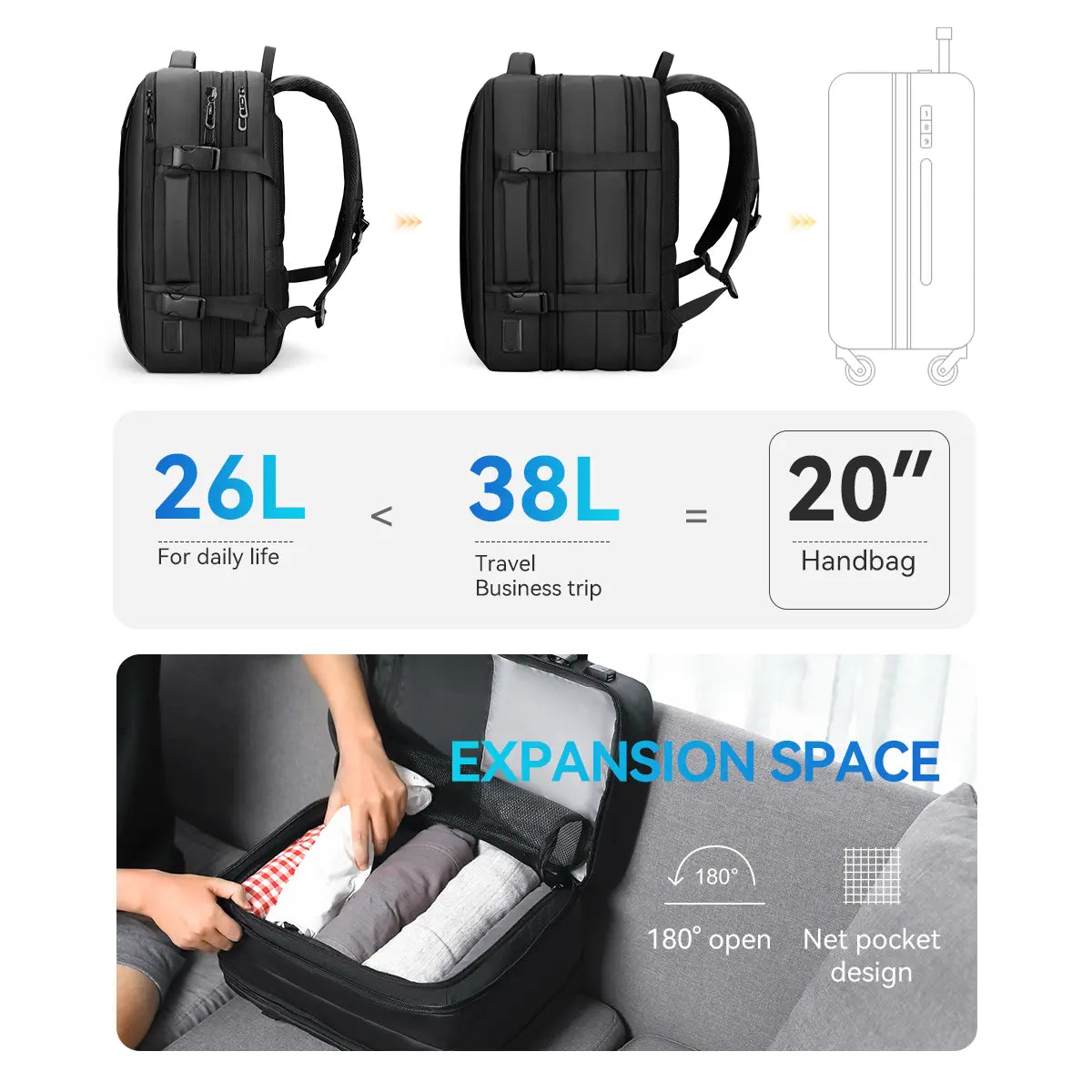 Backper Equator Travel Oxford Backpack — strap detail