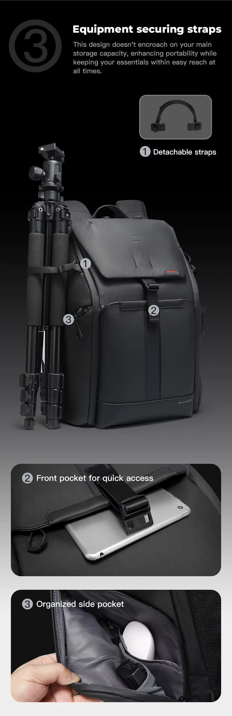 Backper Antares Waterproof Polyester Camera Backpack — bottom view