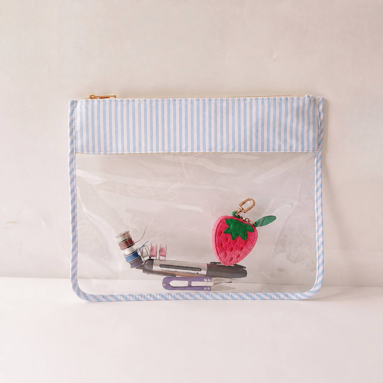 Backper Andromeda Clear Needlepoint Project Bag — Blue Striped