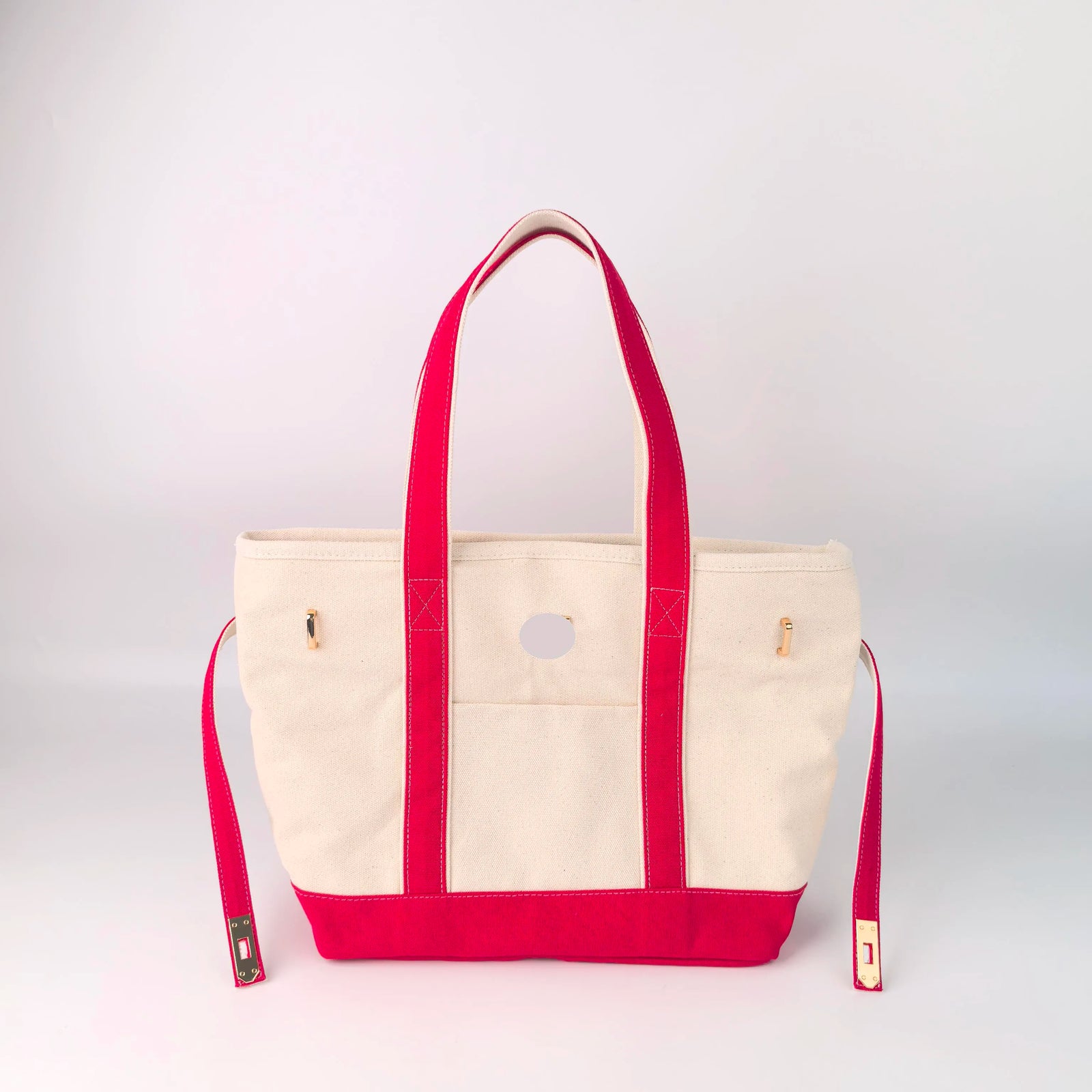 Backper Maia Canvas Boat Tote — front view with dimensions