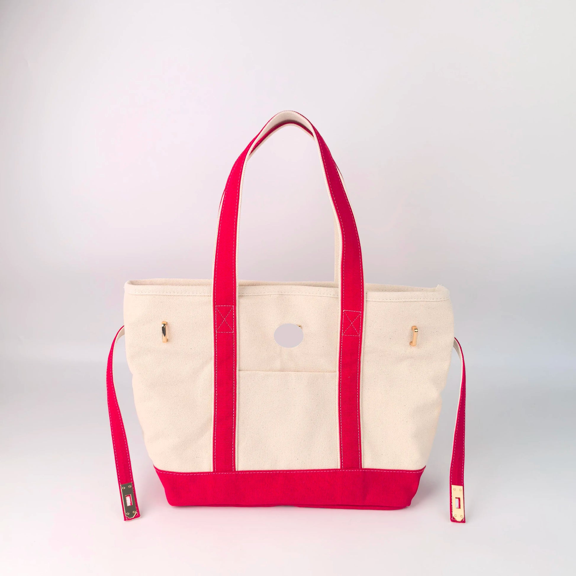 Backper Maia Canvas Boat Tote — front view with dimensions