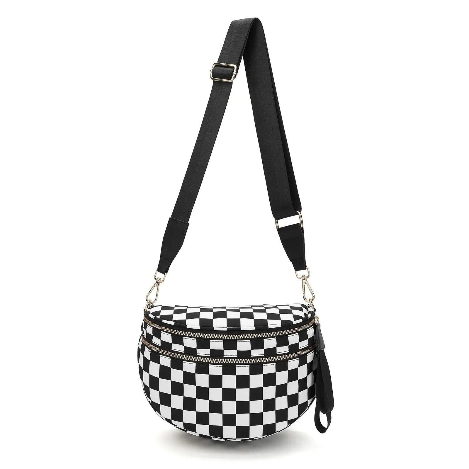 Backper Sculptor Leopard Print Waist Bag — Black Checker