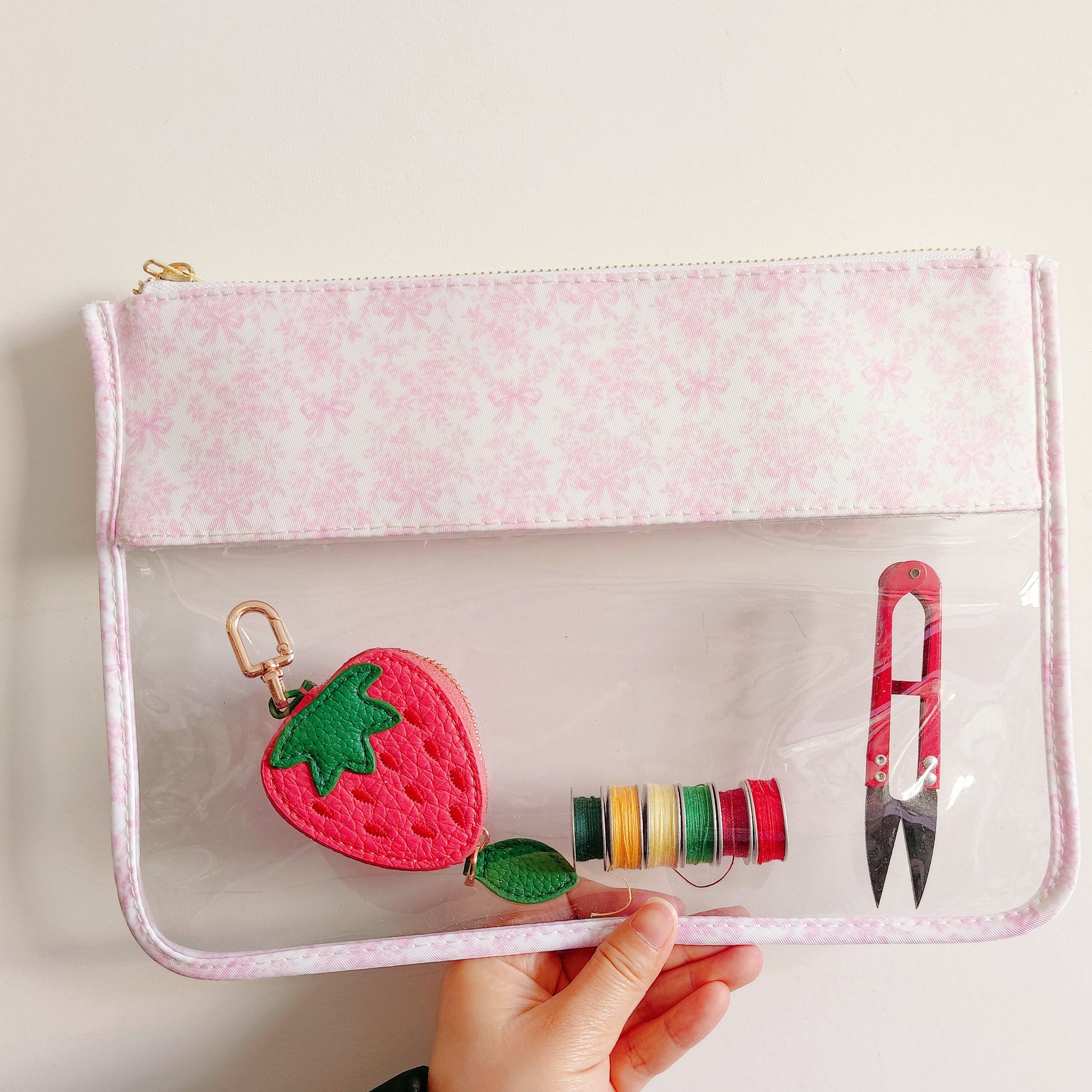 Backper Andromeda Clear Needlepoint Project Bag — Pink Floral