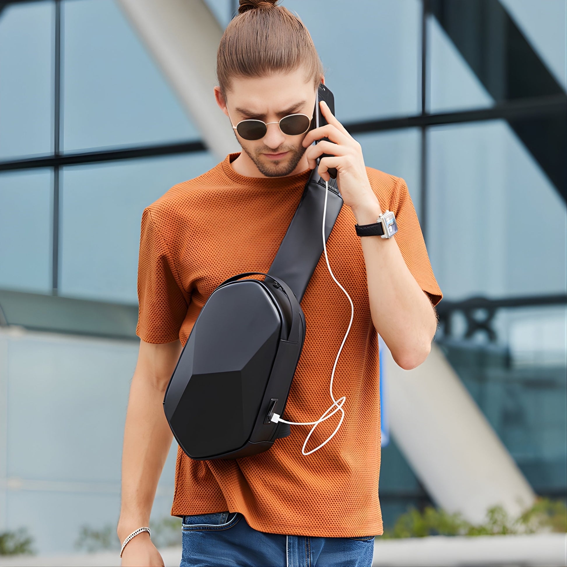 Backper Pollux Anti-Theft Oxford Sling Bag — interior compartment