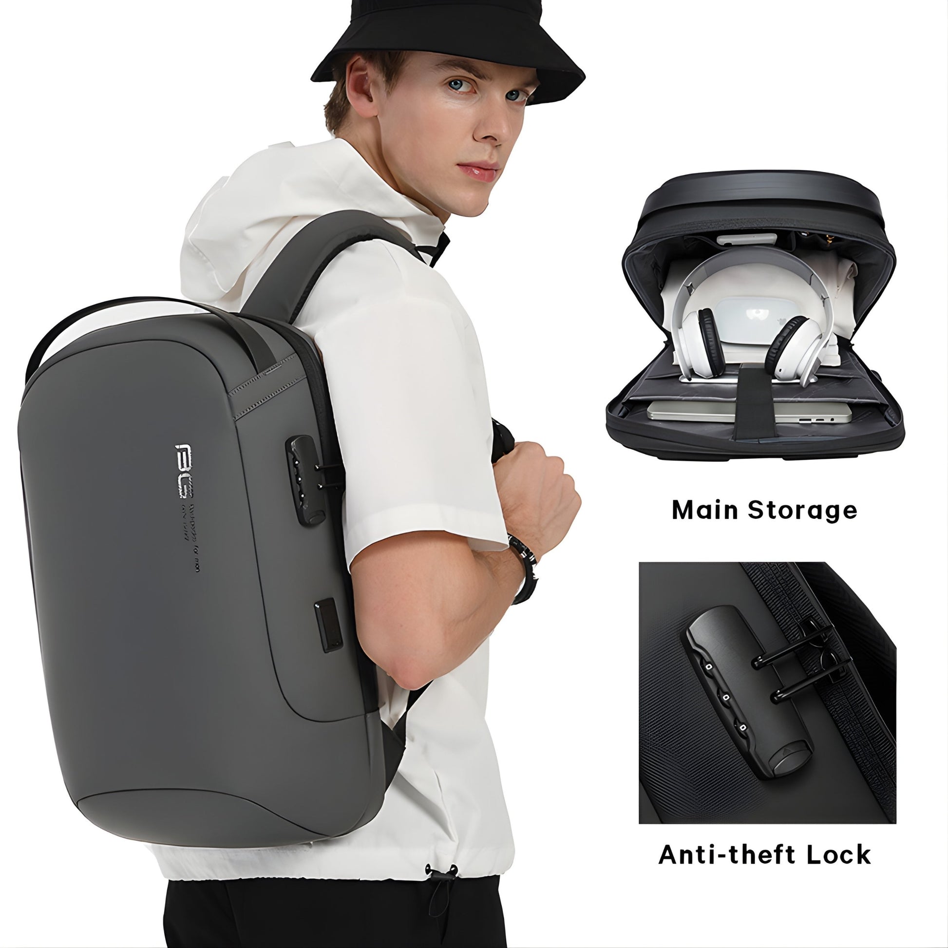 Backper Castor Anti-Theft Polyester Backpack — side detail