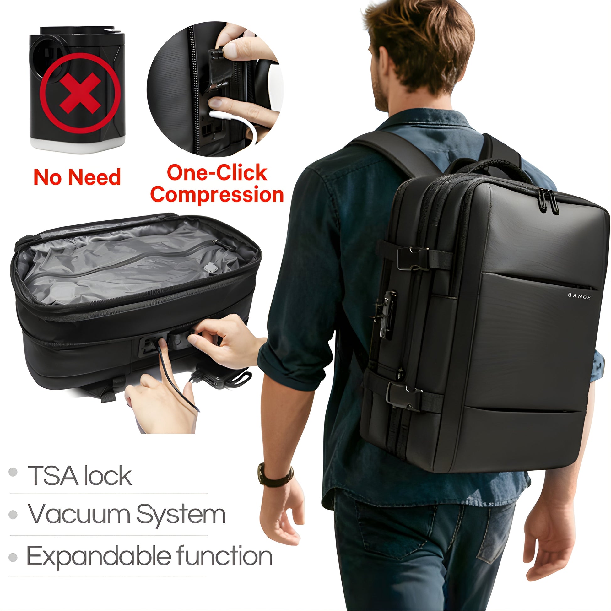 Backper Stella Expandable Polyester Backpack — packed view