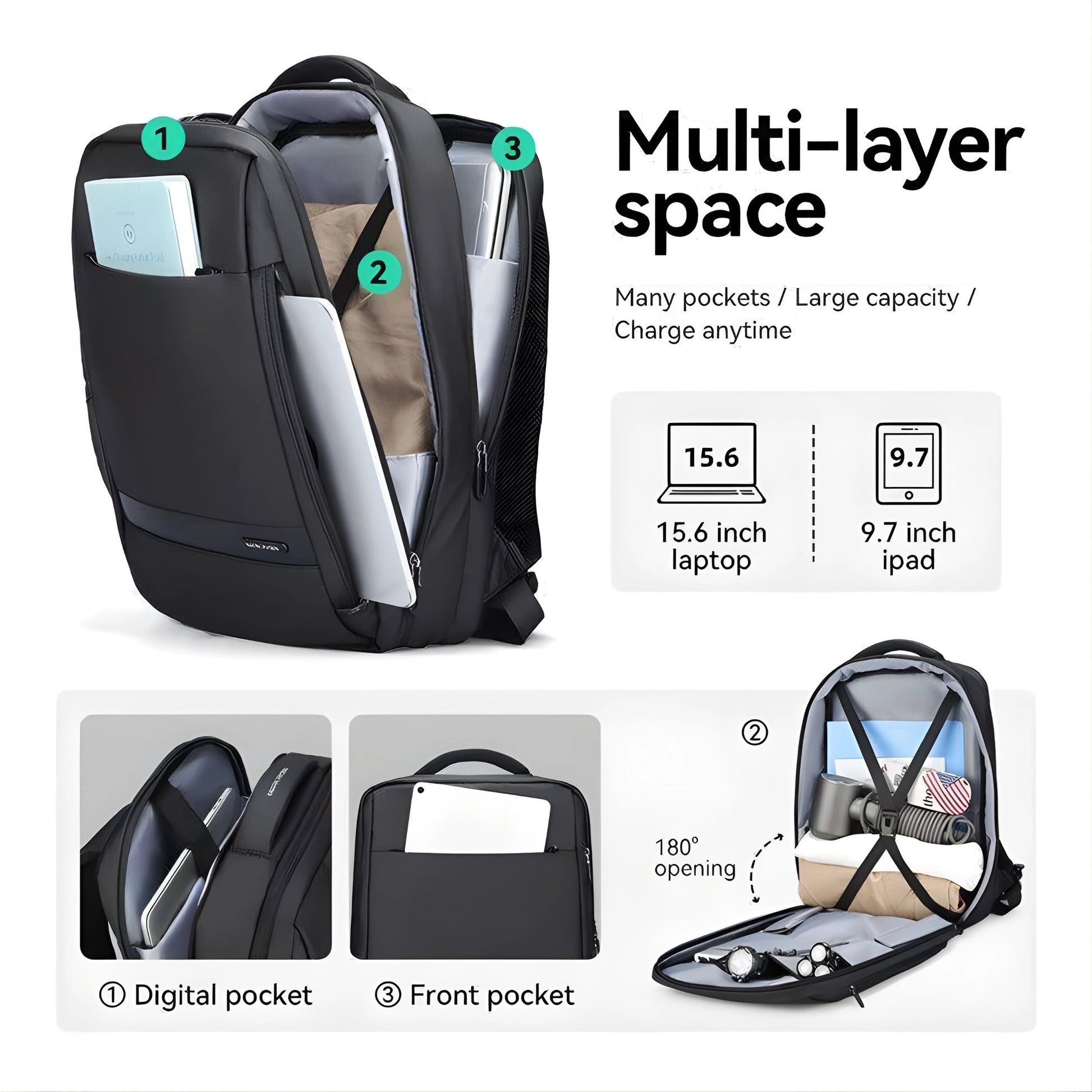 Backper Cypress Anti-Theft Oxford Backpack — side detail