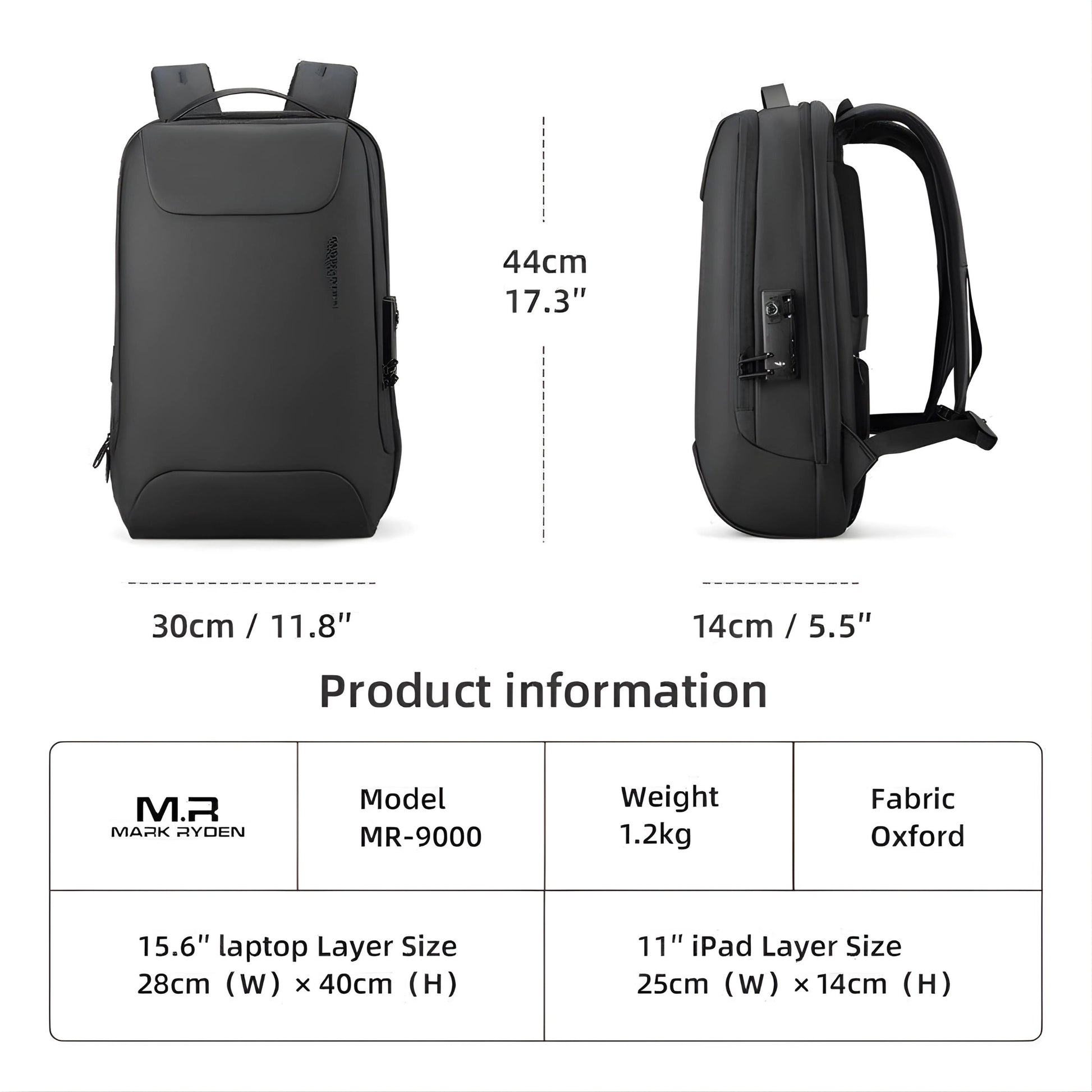 Backper Bayou Anti-Theft Oxford Backpack — packed view