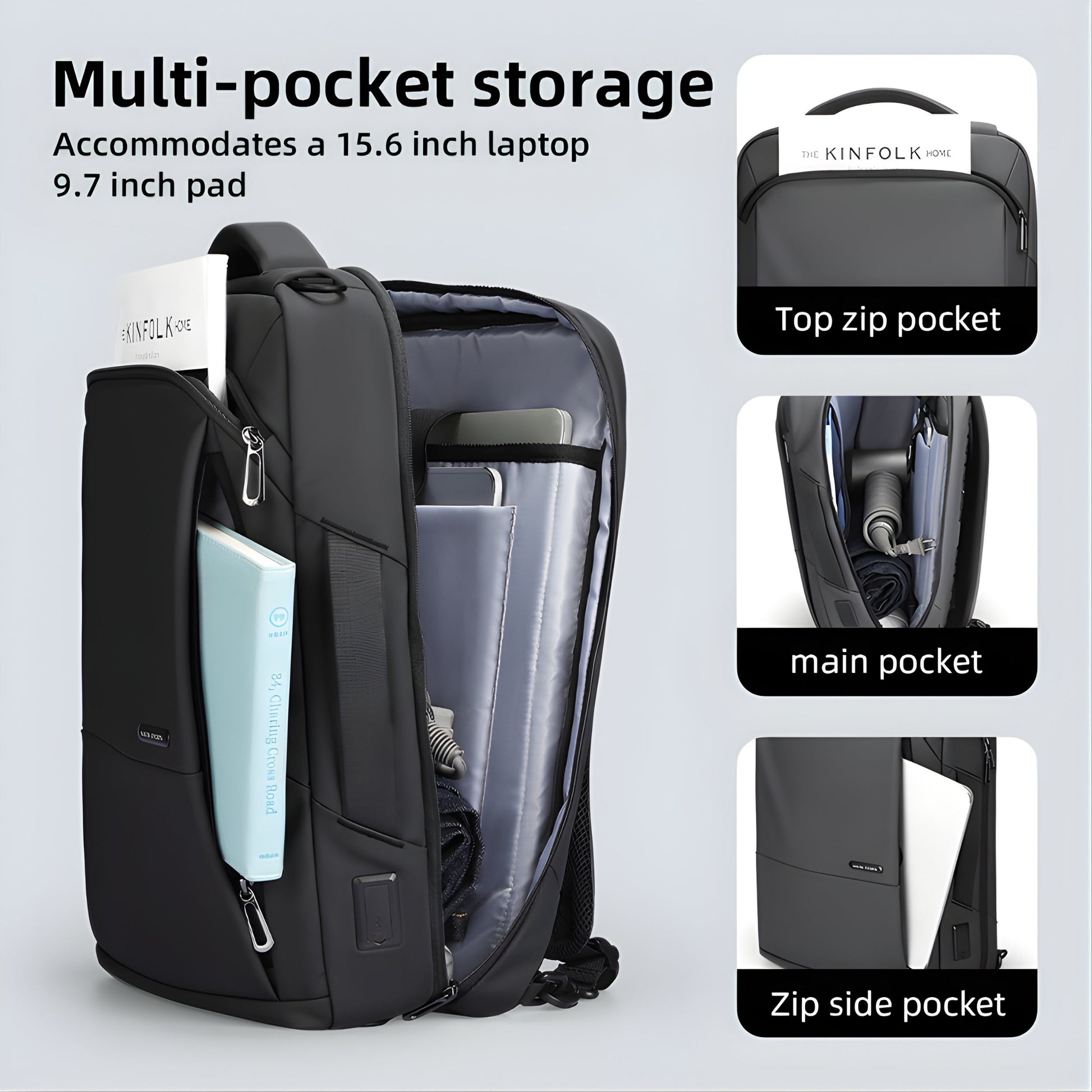 Backper Caelum Travel Oxford Backpack — side detail