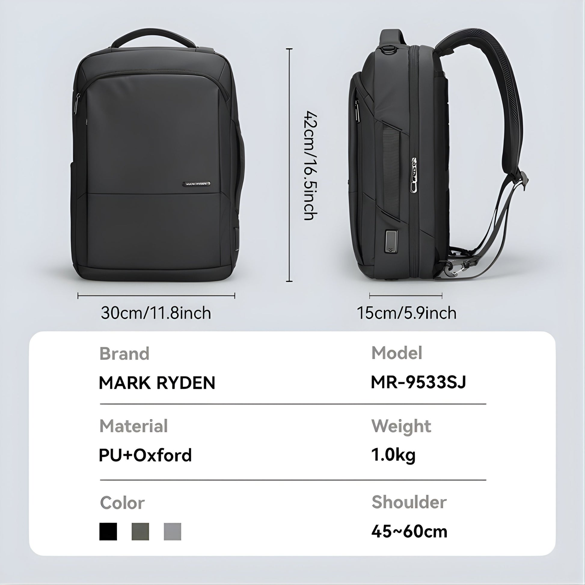 Backper Caelum Travel Oxford Backpack — angled view
