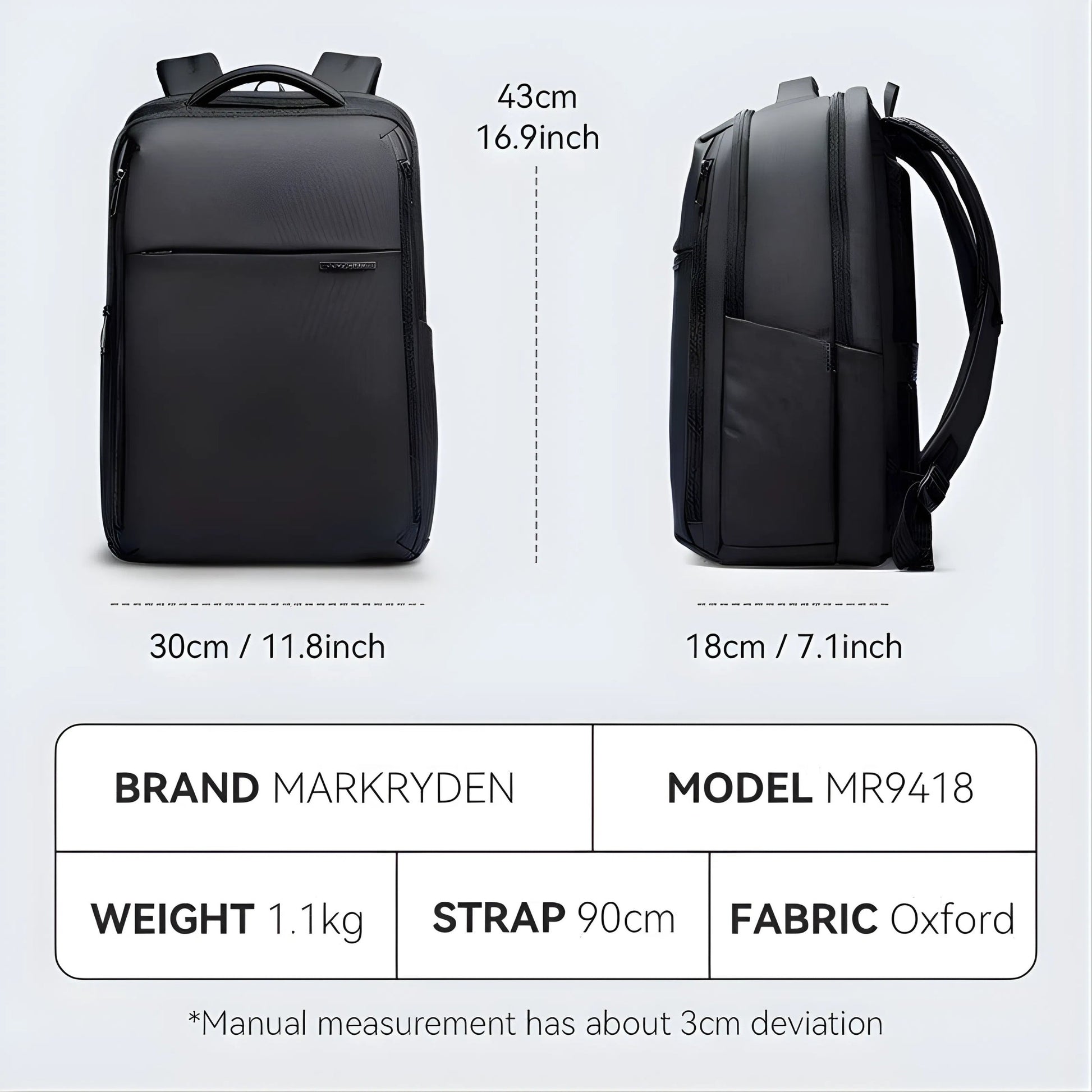 Backper Pictor Waterproof Oxford Backpack — open view