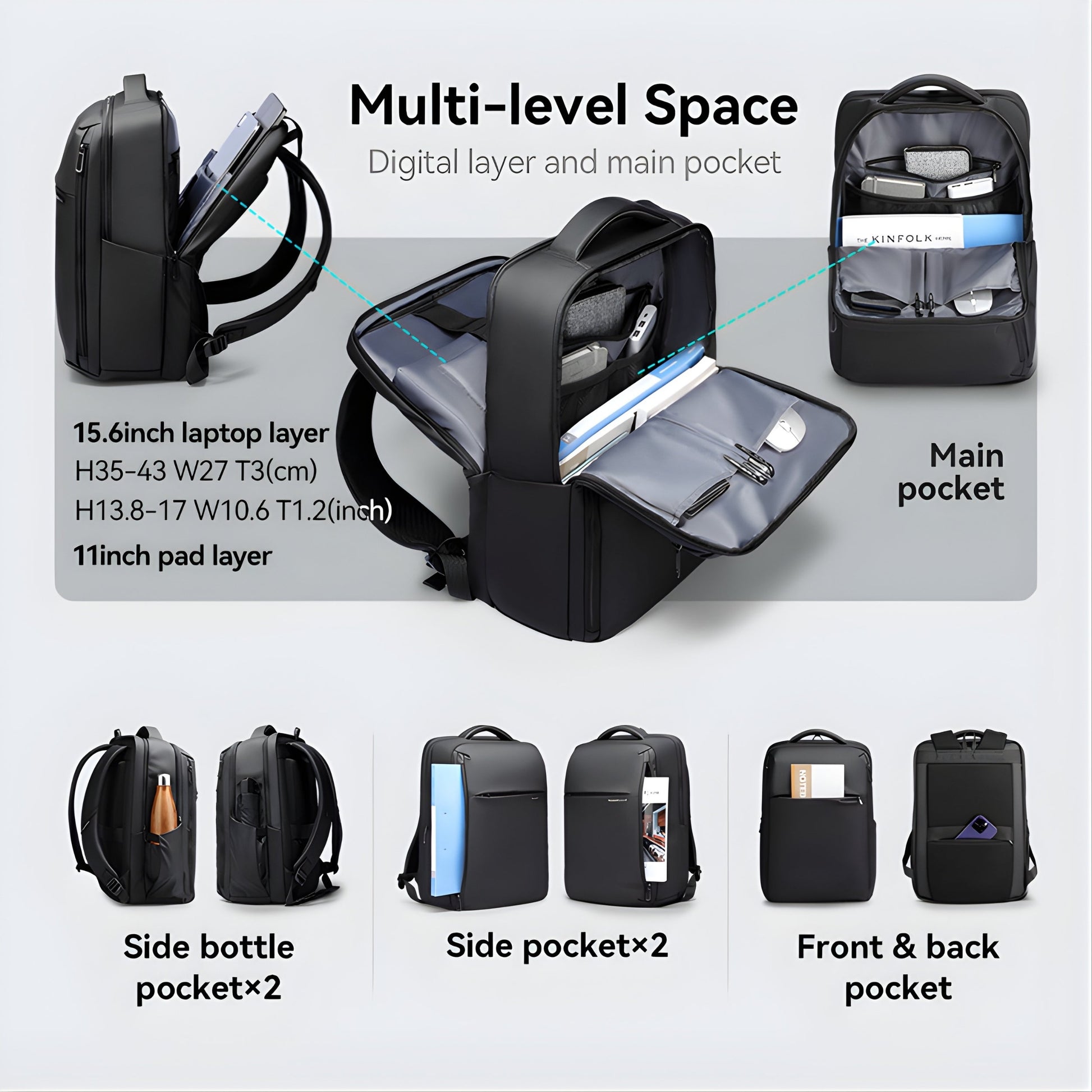 Backper Triangulum Waterproof Oxford Backpack — feature detail