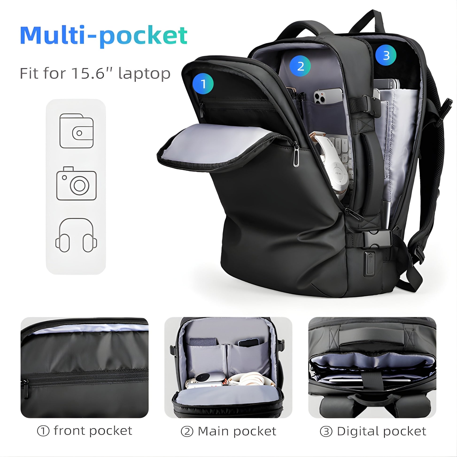 Backper Telescopium Travel Oxford Backpack — side detail