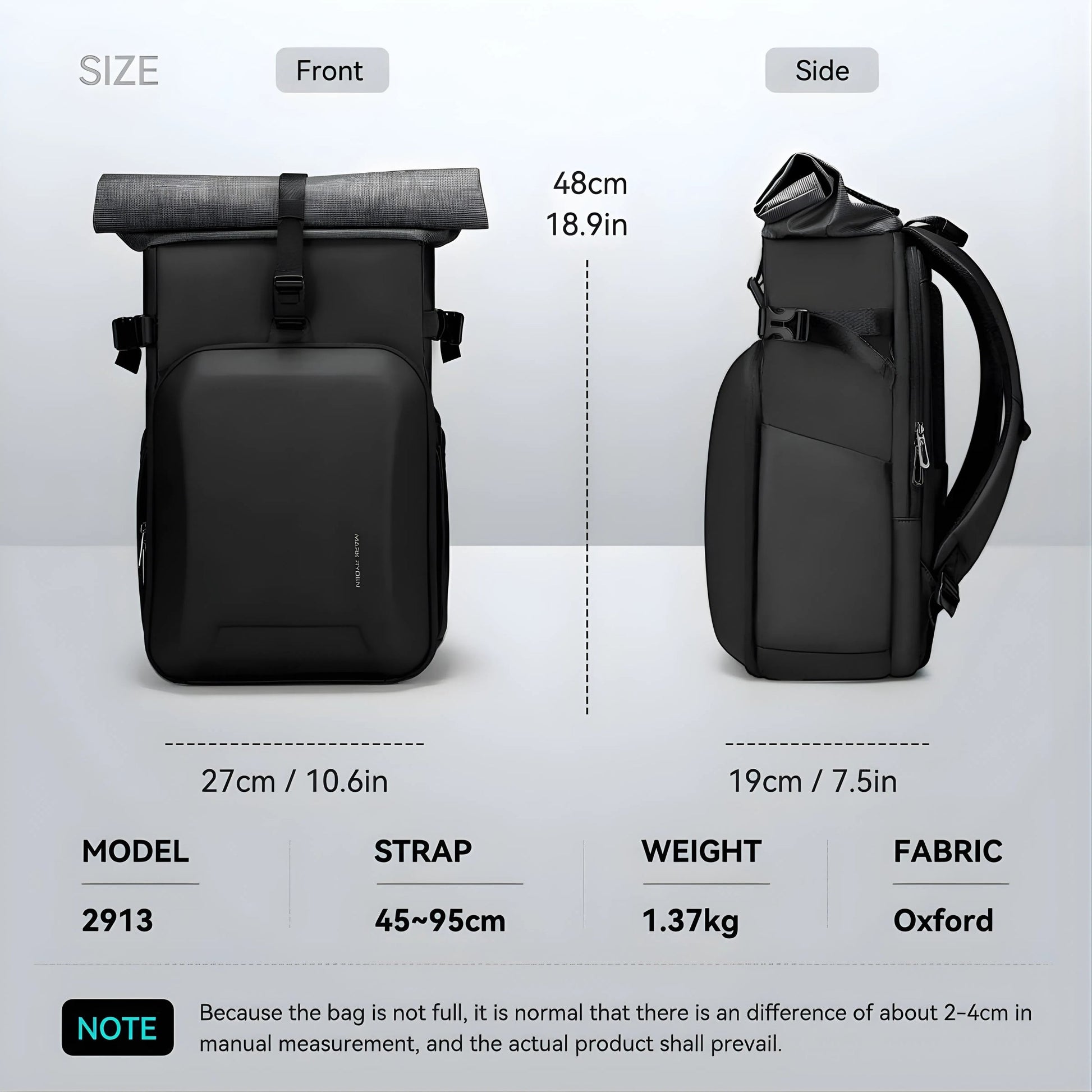 Backper Volans Travel Oxford Backpack — open view