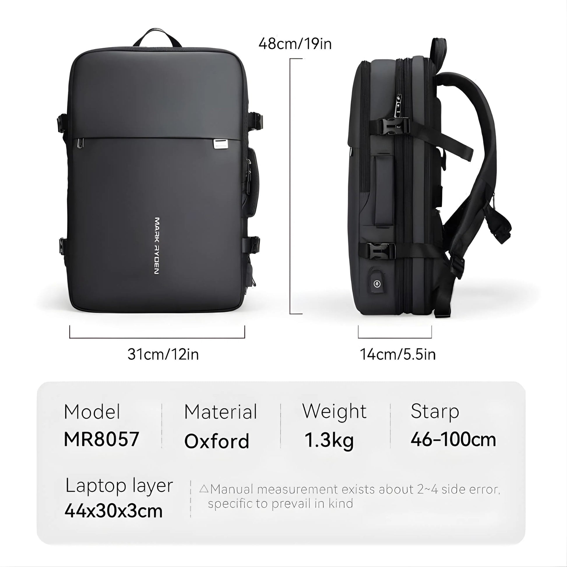 Backper Sagitta Anti-Theft Oxford Backpack — top view