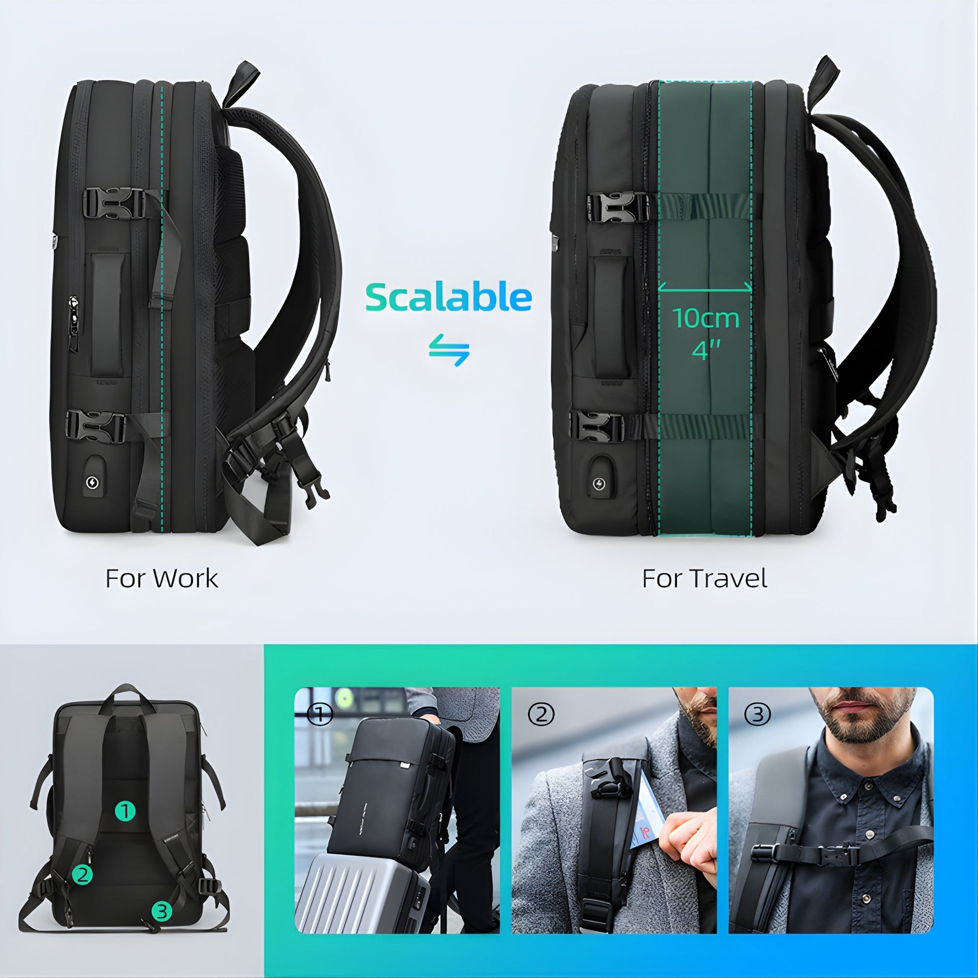 Backper Sagitta Anti-Theft Oxford Backpack — in use