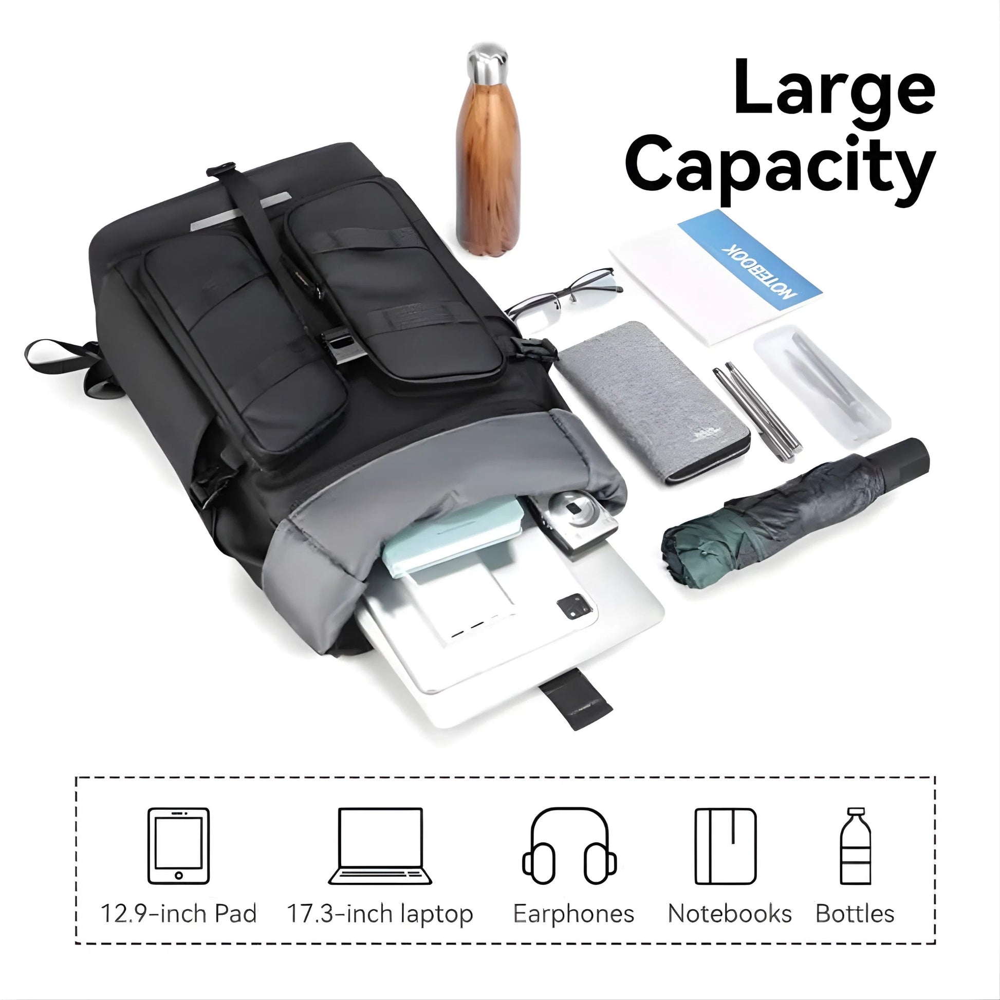 Backper Scorpio Anti-Theft Oxford Backpack — interior compartment