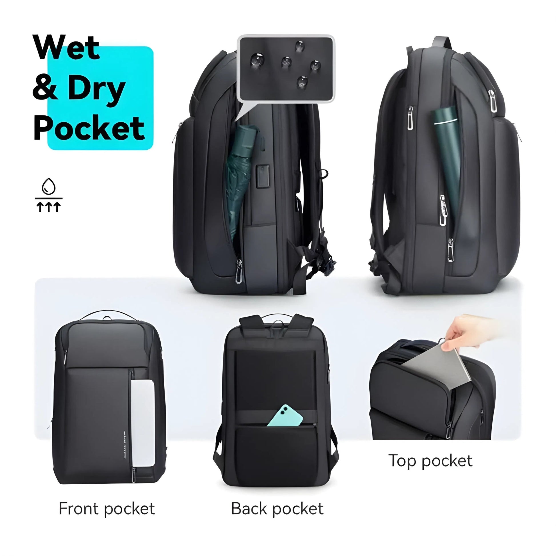 Backper Scutum Waterproof Oxford Backpack — packed view