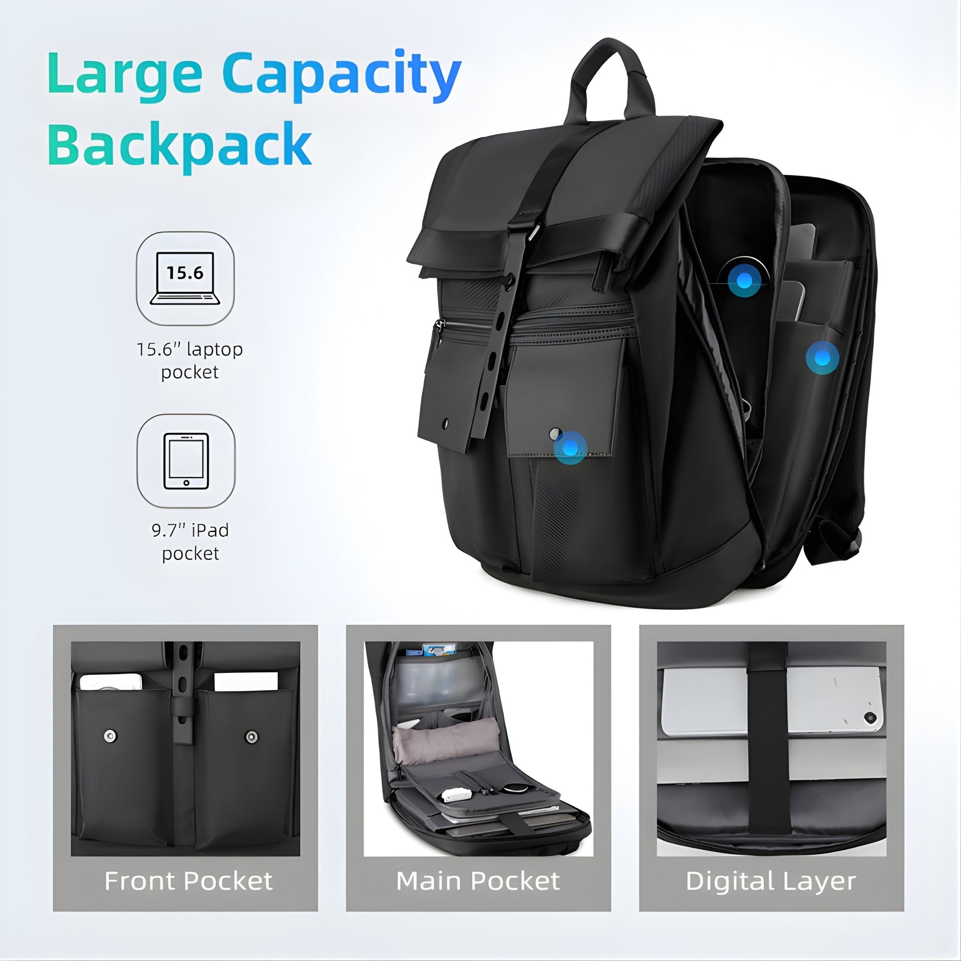 Backper Serpens Waterproof Oxford Backpack — feature detail