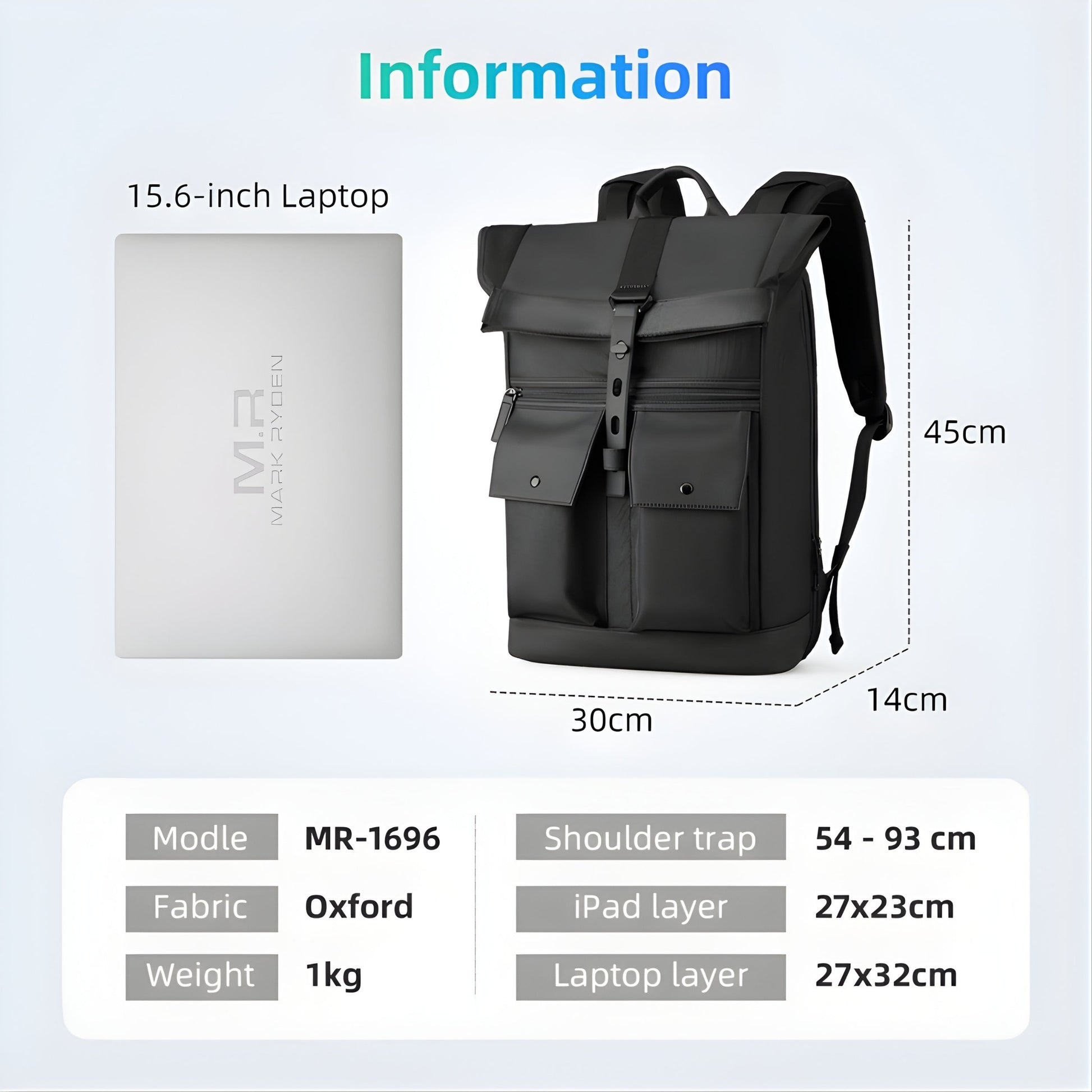 Backper Serpens Waterproof Oxford Backpack — open view