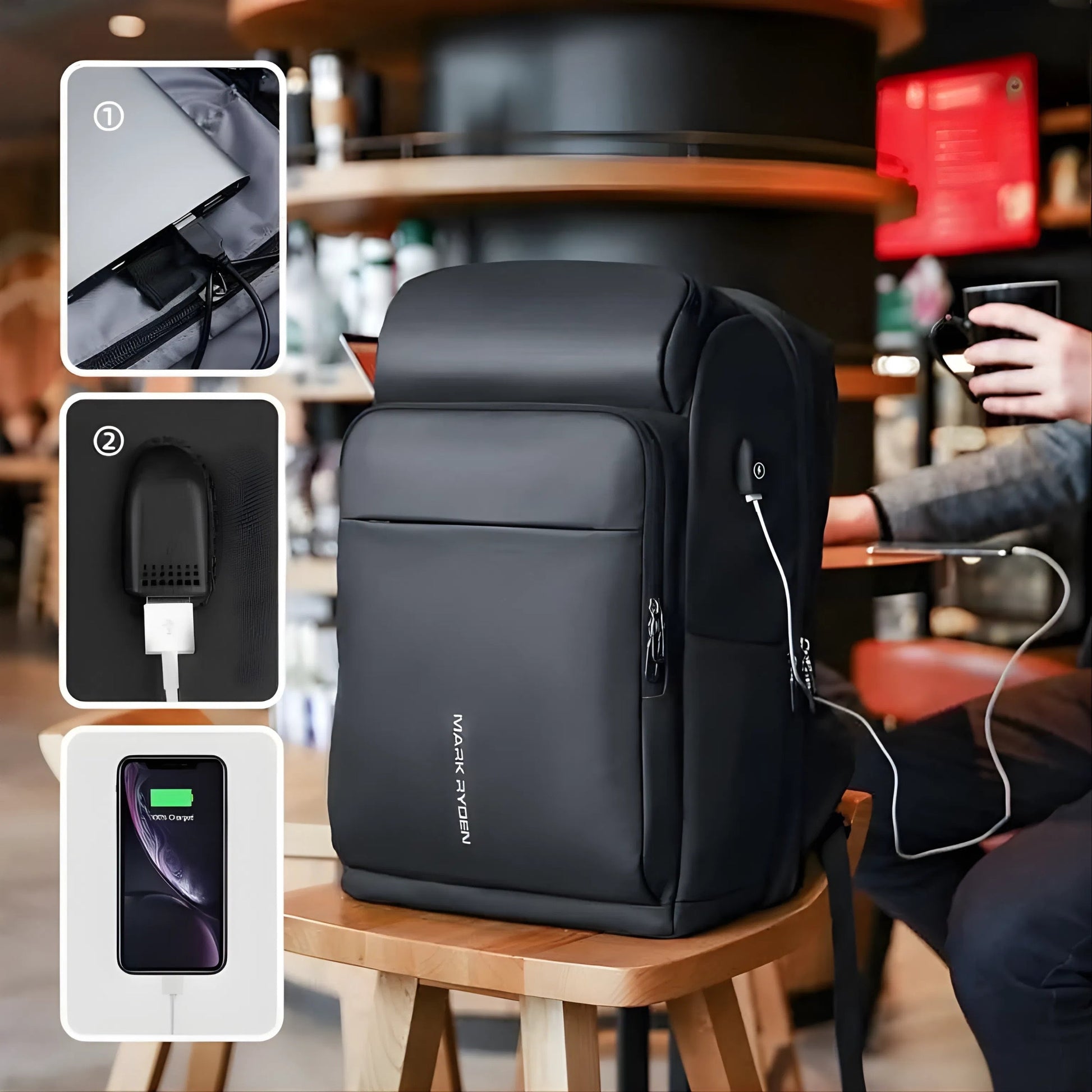 Backper Sextans Waterproof Oxford Backpack — back panel