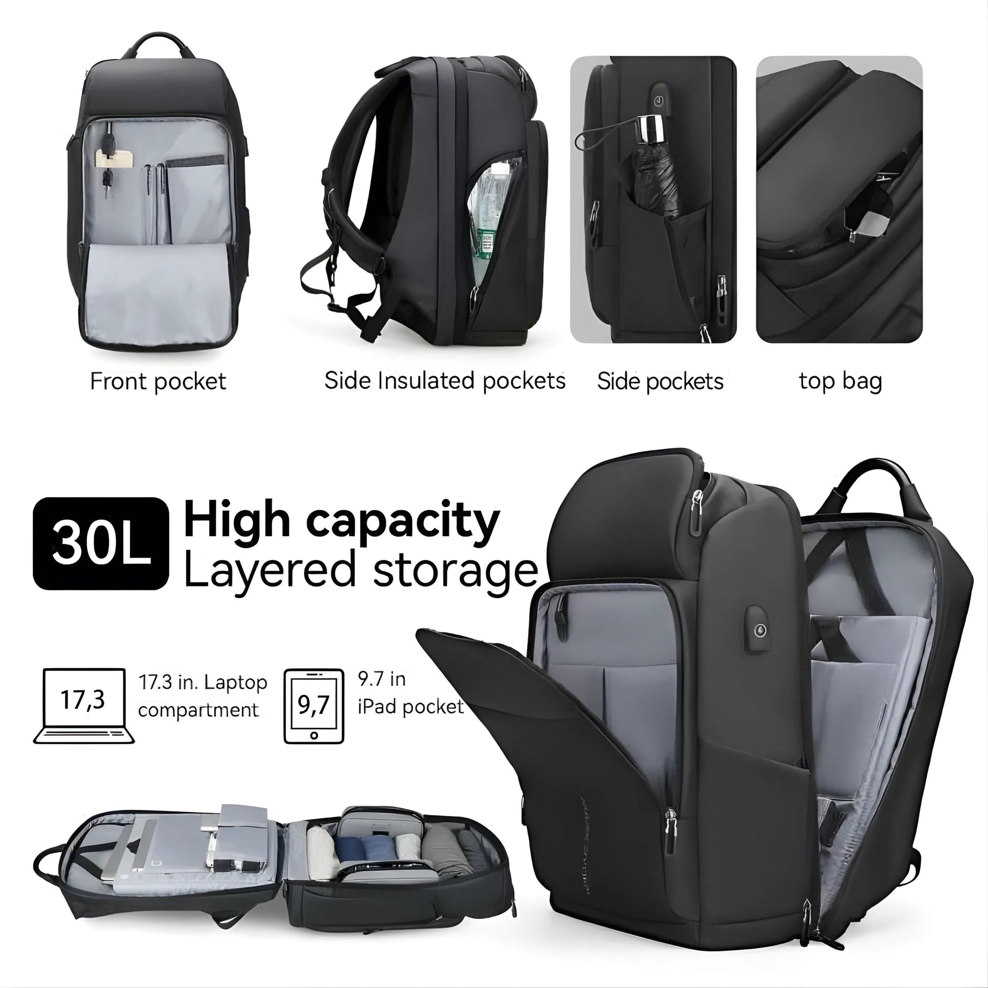 Backper Sextans Waterproof Oxford Backpack — side detail
