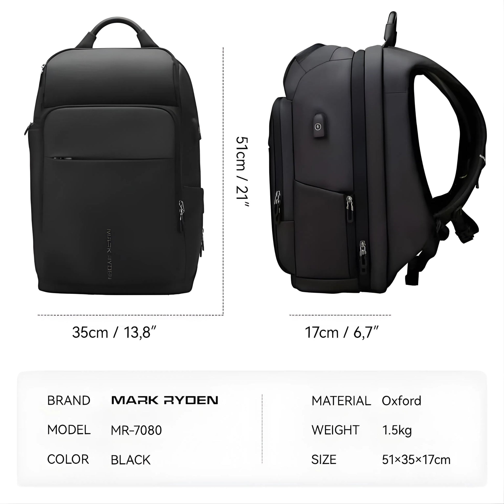 Backper Sextans Waterproof Oxford Backpack — open view