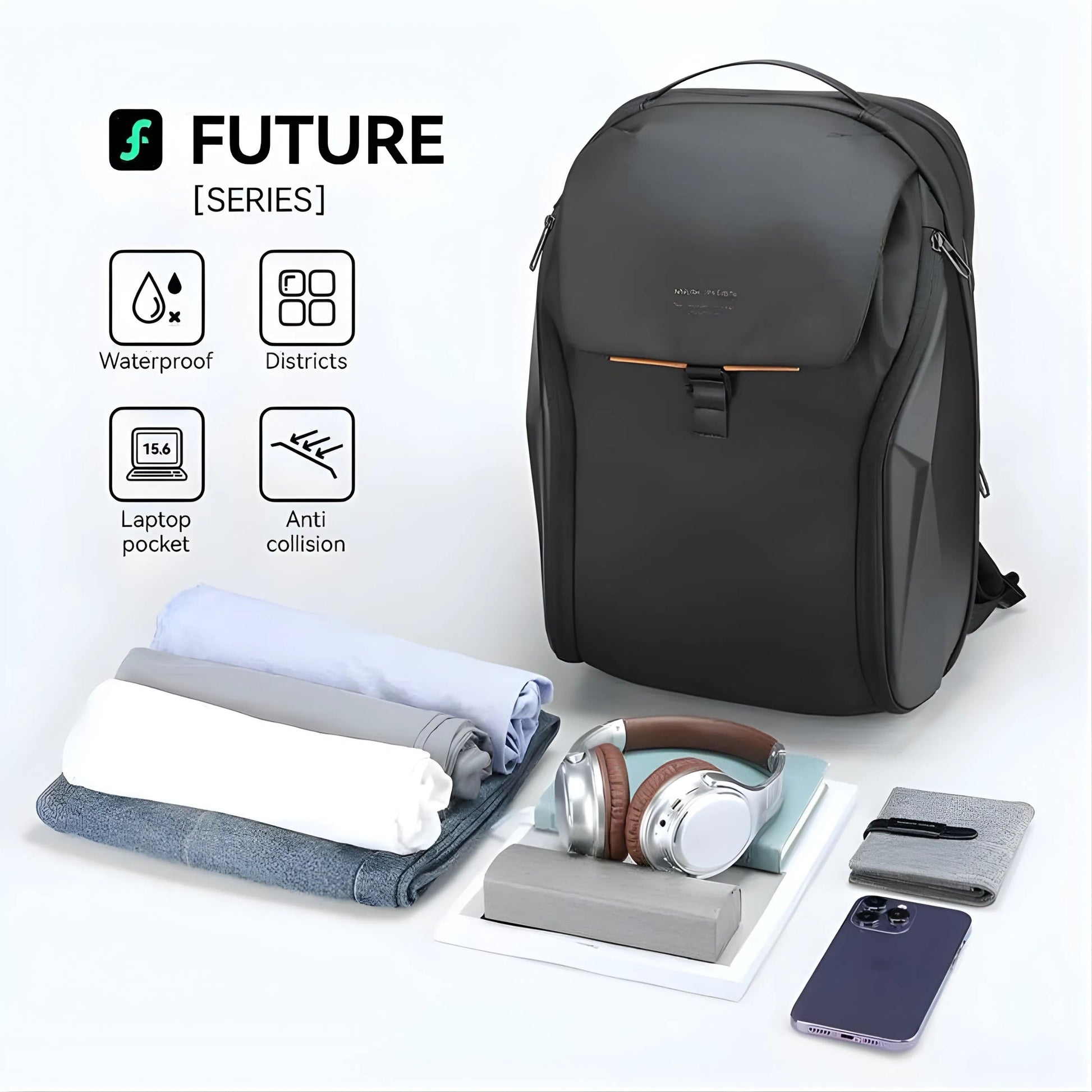 Backper Tucana Anti-Theft Oxford Backpack — packed view