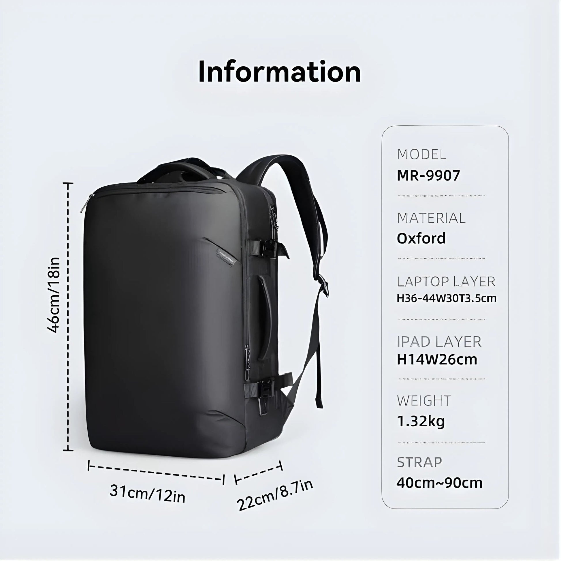 Backper Specter Anti-Theft Oxford Backpack — open view