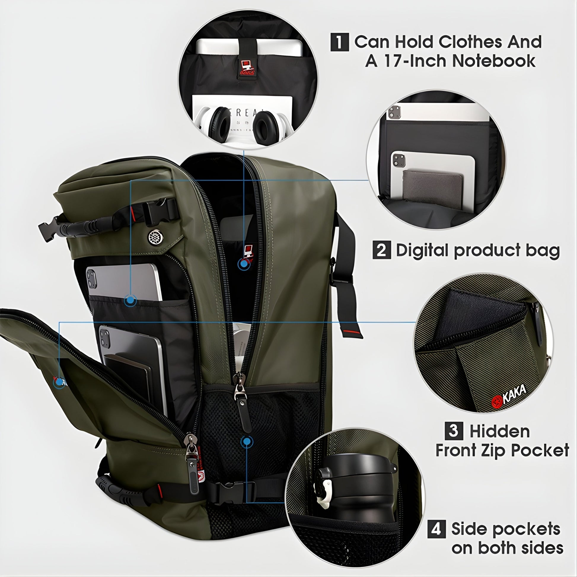 Backper Hydra Waterproof Polyester Backpack — size reference