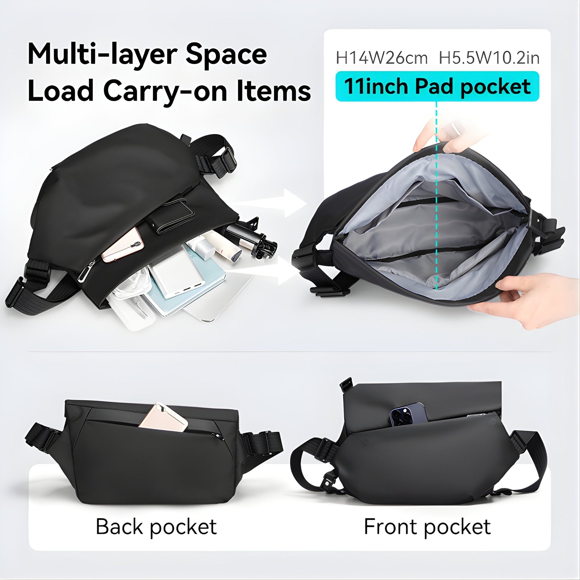 Backper Wraith Waterproof Oxford Backpack — open view
