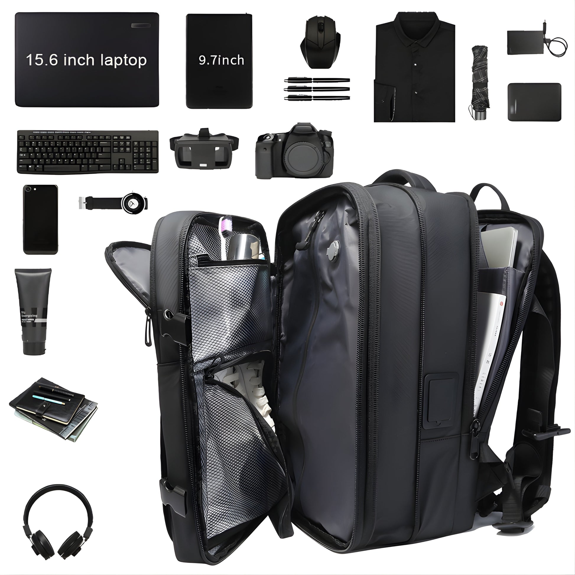 Backper Stella Expandable Polyester Backpack — angled view