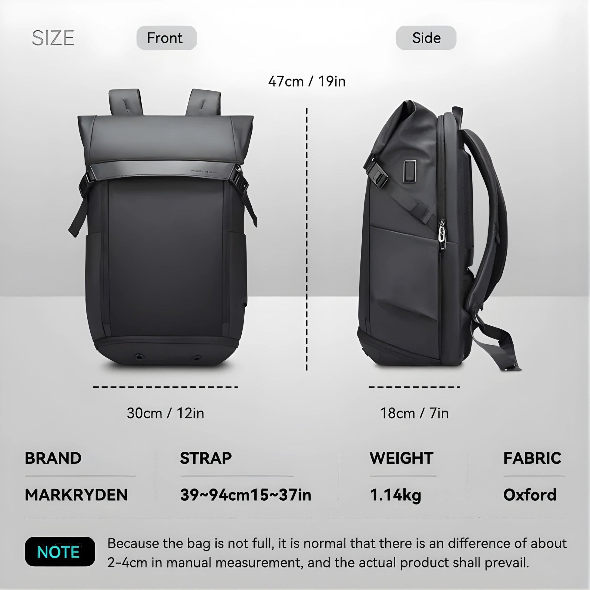 Backper Mesa Travel Oxford Backpack — open view