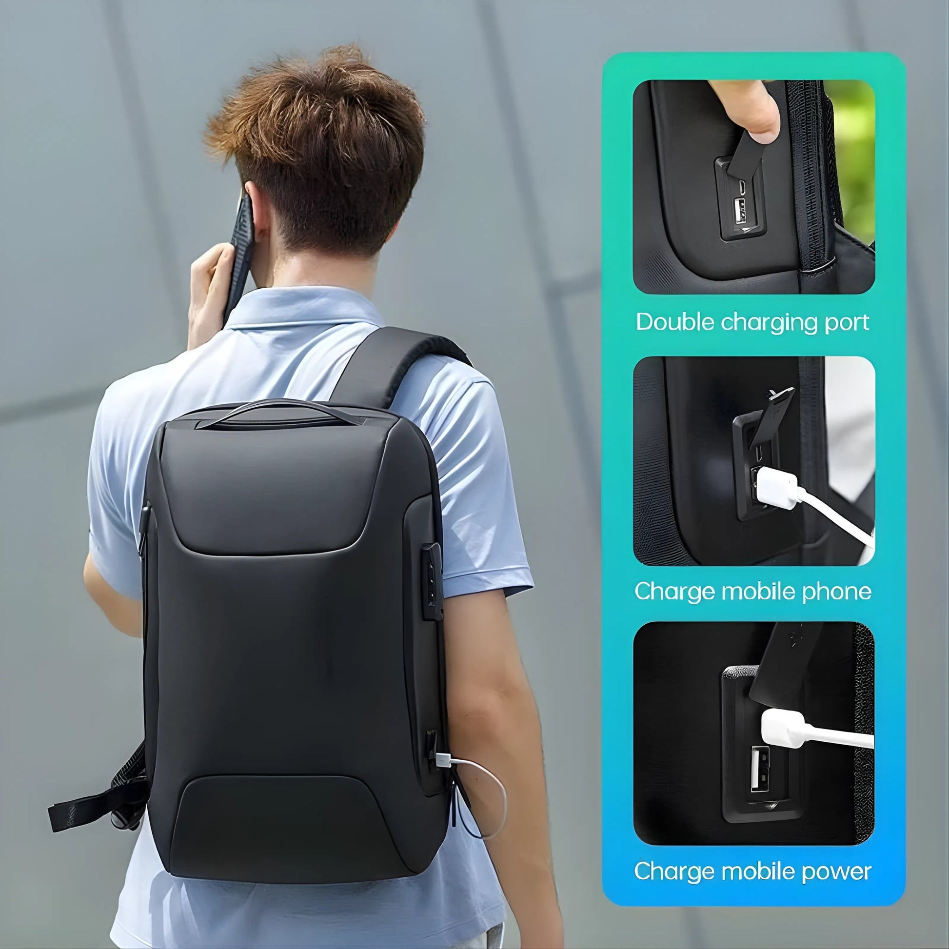 Backper Radial Anti-Theft Oxford Backpack — side detail