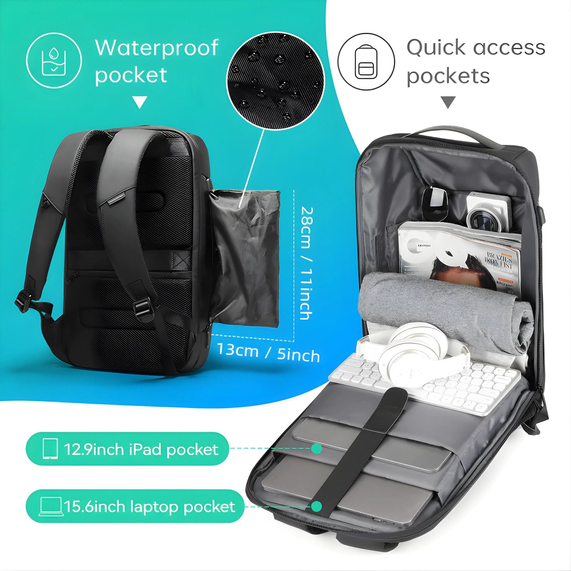 Backper Radial Anti-Theft Oxford Backpack — interior compartment
