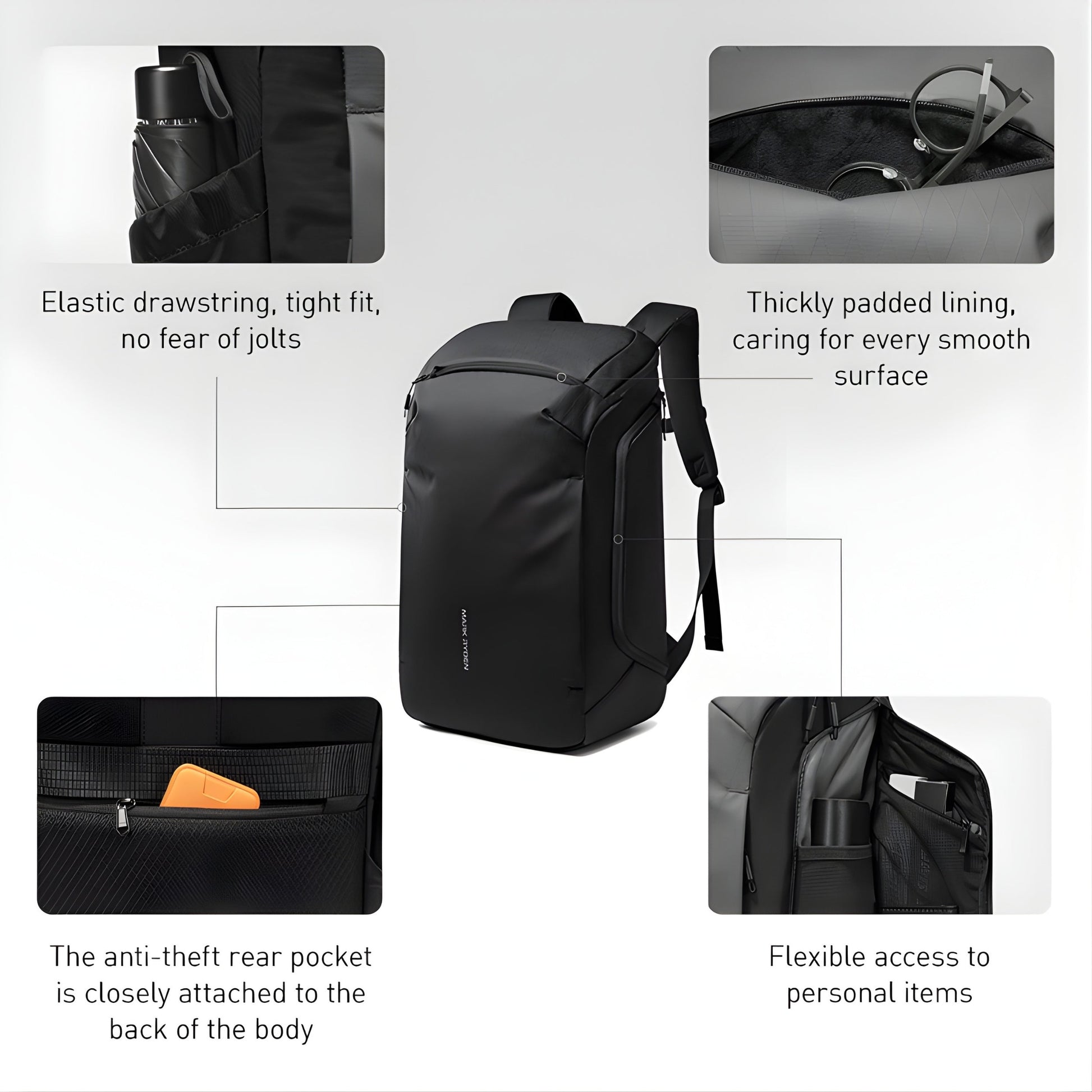 Backper Pavo Waterproof Oxford Backpack — open view