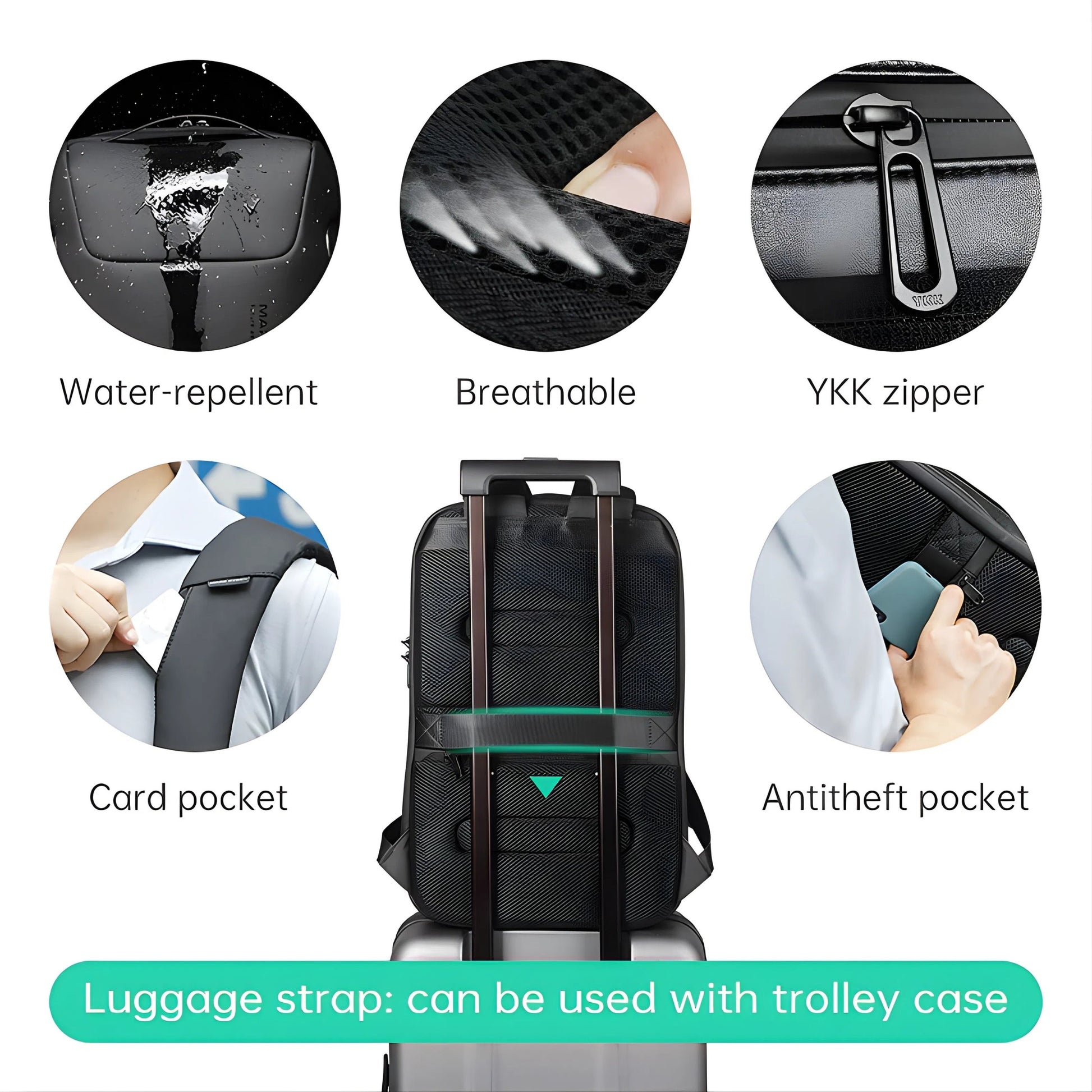 Backper Radial Anti-Theft Oxford Backpack — size reference