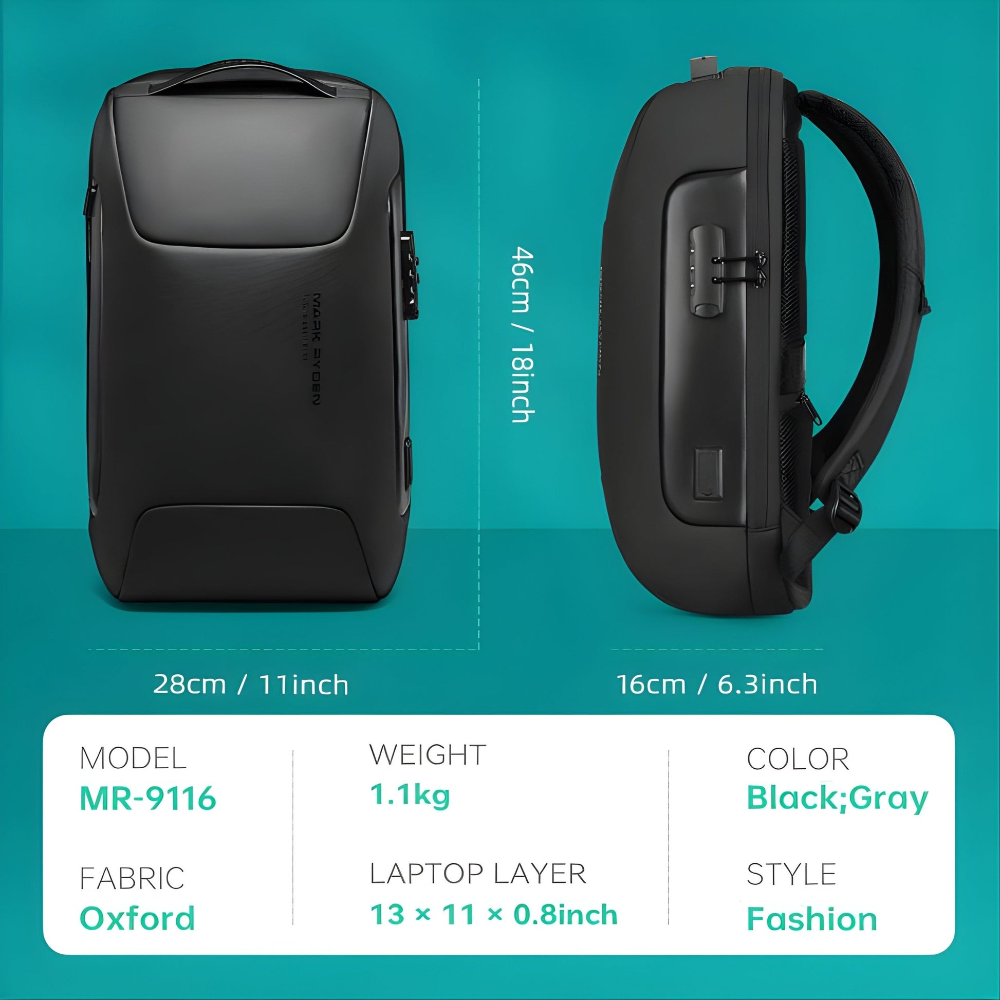 Backper Radial Anti-Theft Oxford Backpack — color option